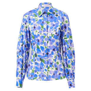 Long Sleeve Buttondown Floral Cotton Blouse