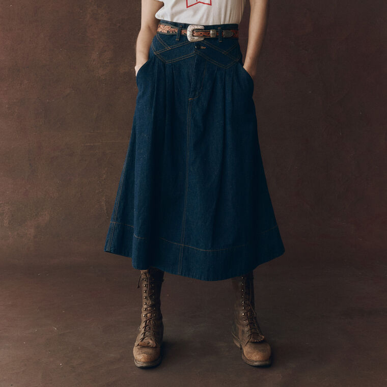 The Field Denim Midi Skirt image number null