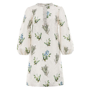 Perry Embellished Neckline Balloon Sleeve Mini Dress