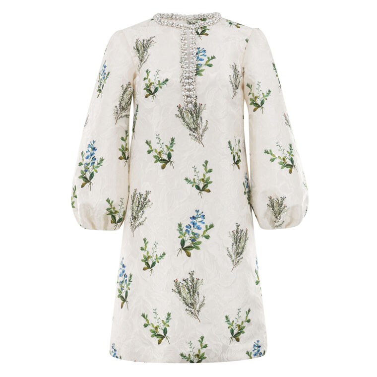 Perry Embellished Neckline Balloon Sleeve Mini Dress image number null