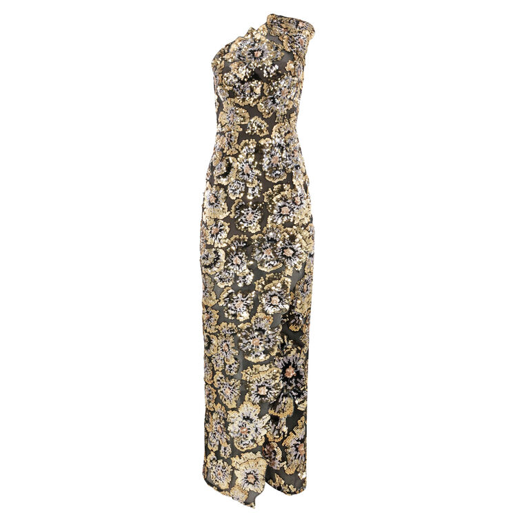 Tokyo Sequin-Embellished One-Shoulder Maxi Dress image number null