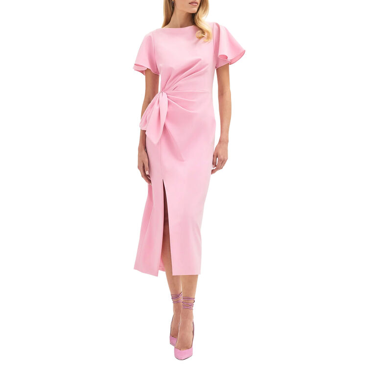 Emeline Short Sleeve Cinched Waist Midi Dress image number null