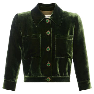 Jia Velvet 3/4 Sleeve Cropped Jacket