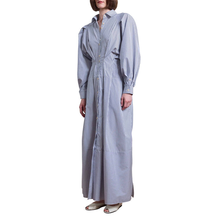 Vessel Cotton Double Stripe Long Sleeve Maxi Dress image number null