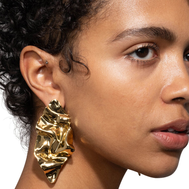 Crumpled Gold Large Post Earrings image number null