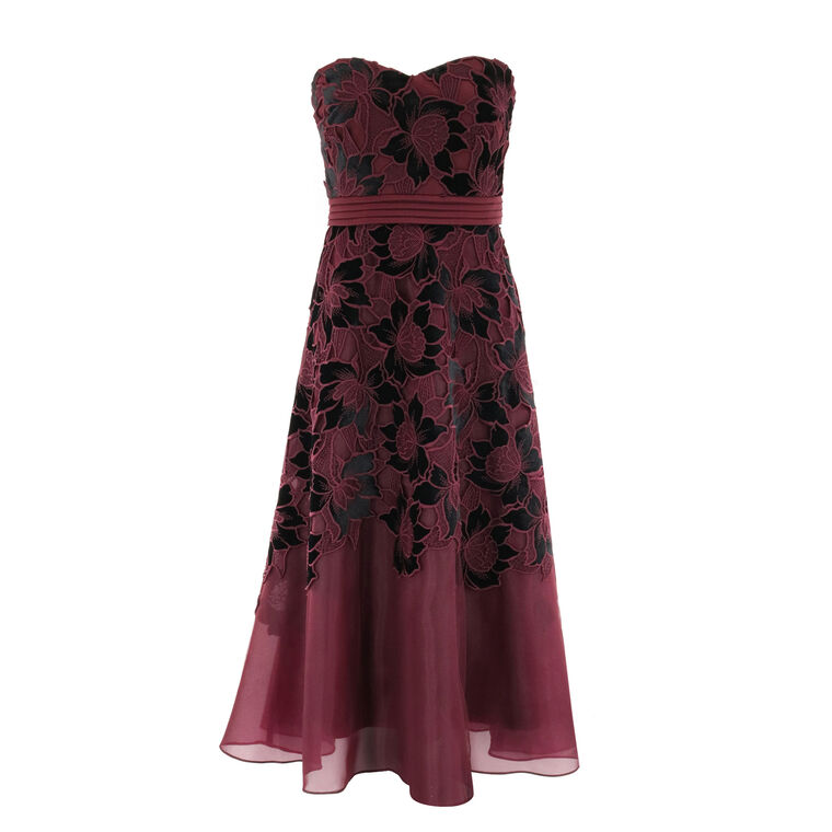 Strapless Velvet Lace Dress image number null