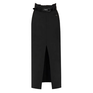 Remi Tropical Wool Maxi Skirt With Belt