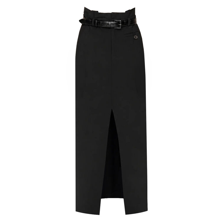 Remi Tropical Wool Maxi Skirt With Belt image number null