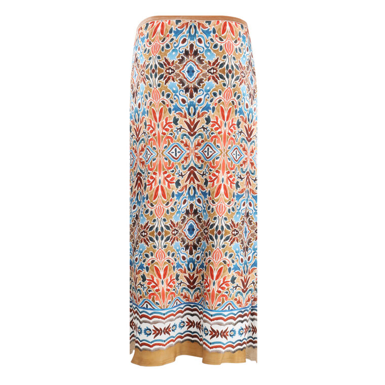 Go Long For It Silk Midi Skirt With Placed Print image number null