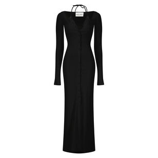 Ribbed Jersey Cardigan Dress With Built-In Bra
