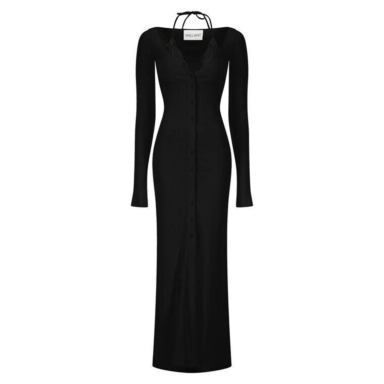 Ribbed Jersey Cardigan Dress With Built-In Bra image number null