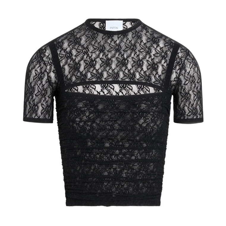 Short Sleeve Detachable Twinset Lace Top image number null