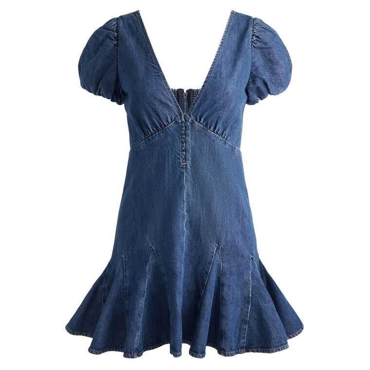 Fara Puff Sleeve Denim Mini Dress image number null