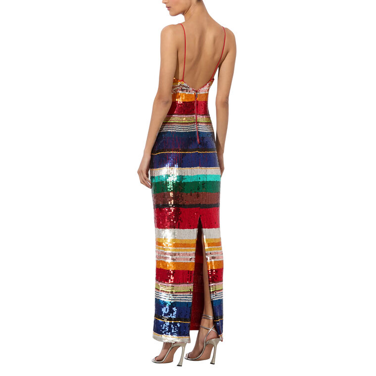 Artea Embellished Deep V-Neck Midi Dress image number null