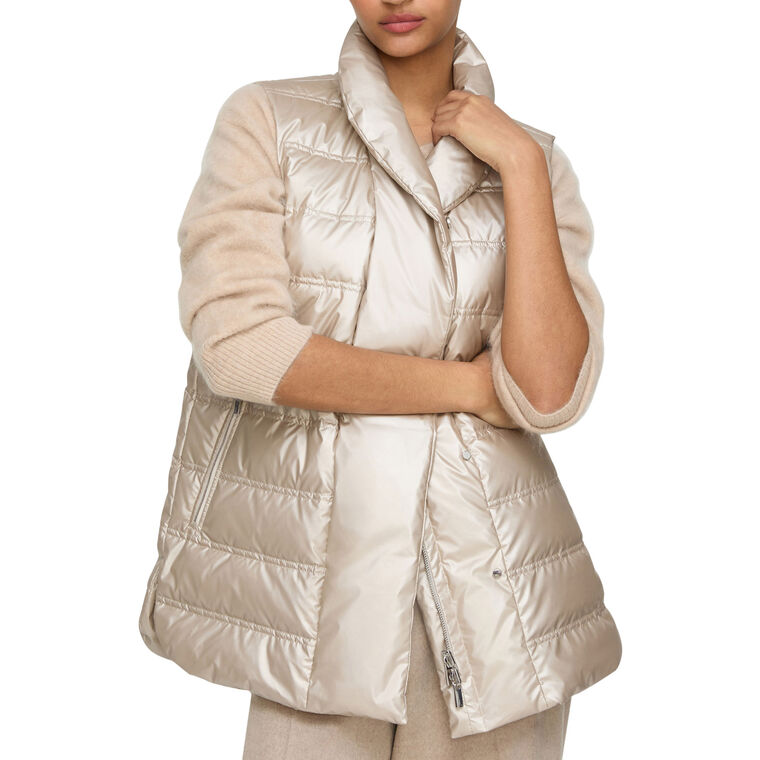 Pearlized Tech Reversible Shawl Collar Down Puffer Vest image number null