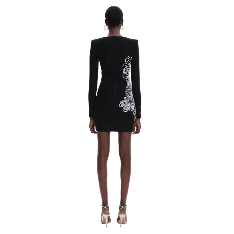 Pearl Embellished Long Sleeve V-Neck Mini Dress image number null