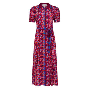 Vanessa-D Short Sleeve Tie-Waist Midi Dress