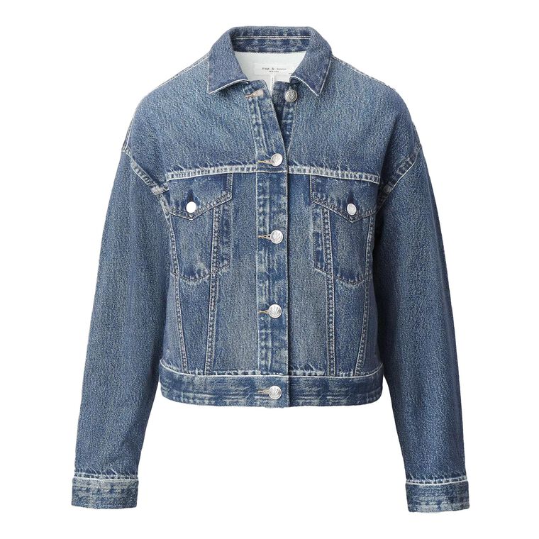 Miramar Terry Cloth Denim Look Trucker Jacket image number null
