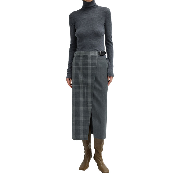 Papery Wool Plaid Double Apron image number null