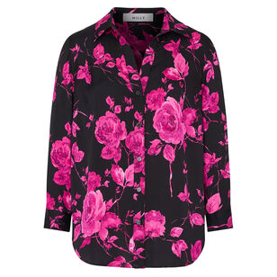 Quincy Amarilla Rose Silk 3/4 Sleeve Blouse
