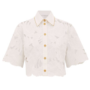 Mahon Short Sleeve Embroidered Crop Shirt