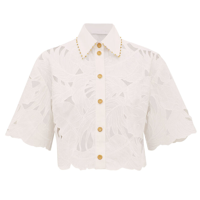 Mahon Short Sleeve Embroidered Crop Shirt image number null