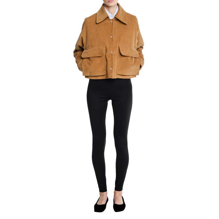 Cropped A-Line Corduroy Jacket image number null