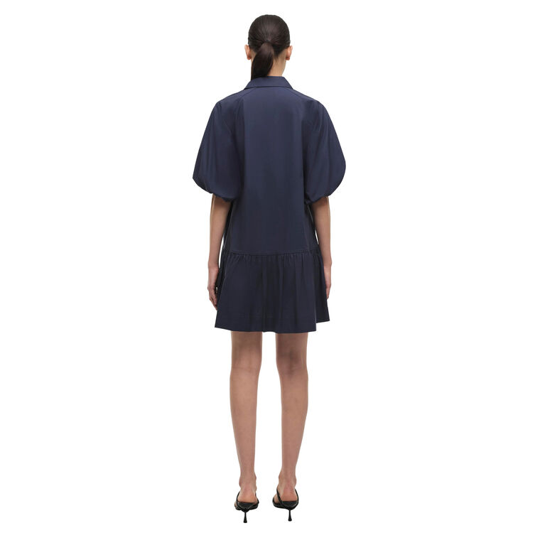 Crissy Cotton Poplin Balloon Short Sleeve Mini Shirt Dress image number null