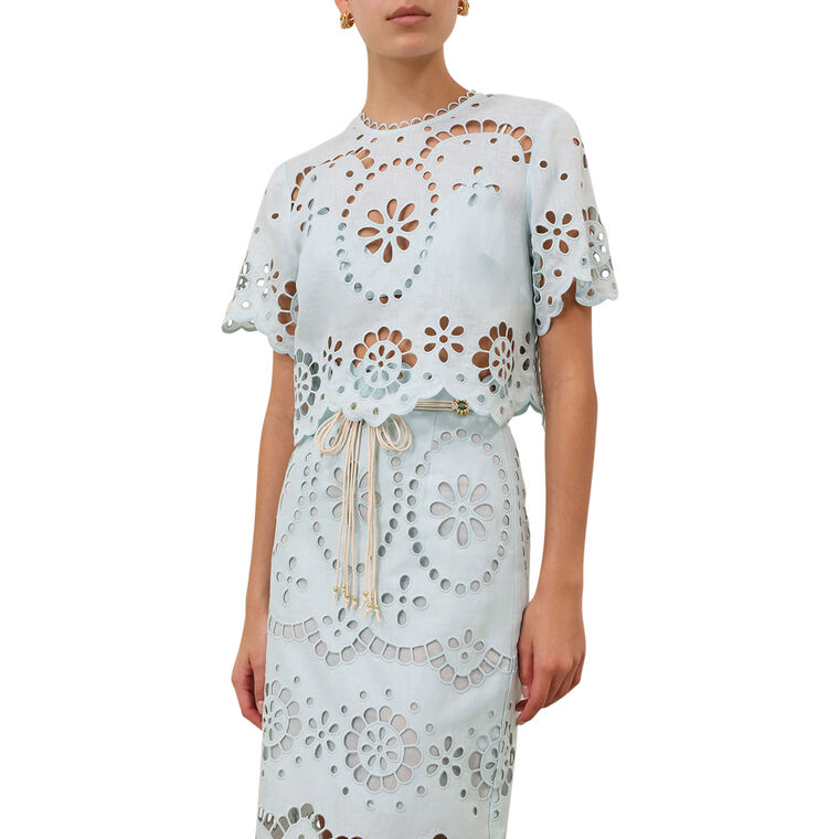 Awaken Short Sleeve Embroidered Bodice Top image number null