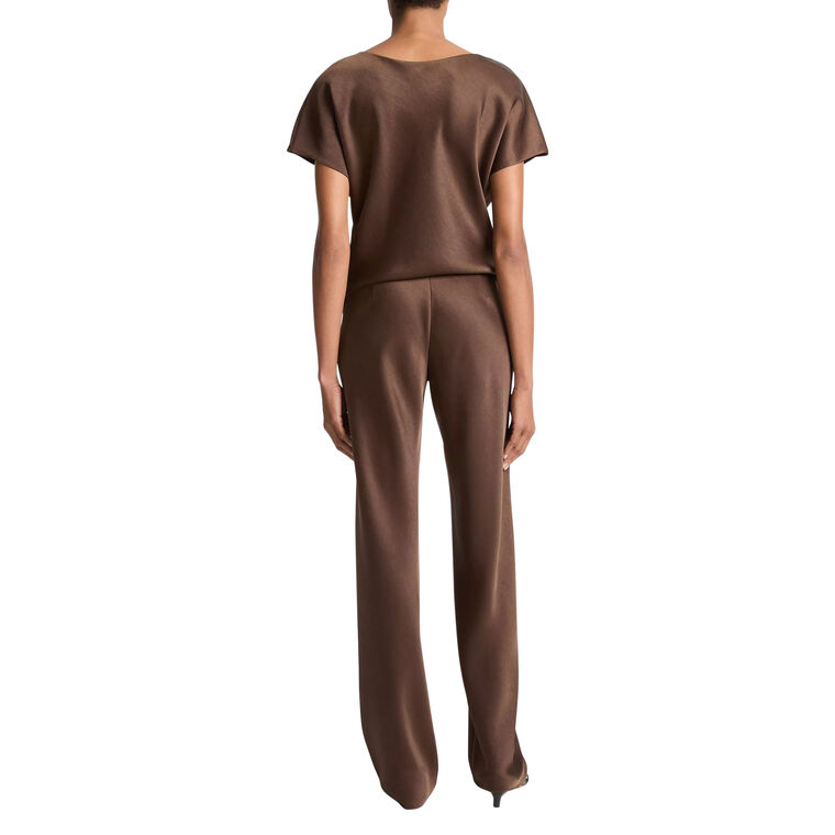 High Waisted Fluid Satin Bias Pant image number null