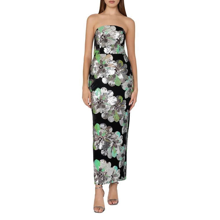 Orion Velvet Floral Sequins Dress image number null