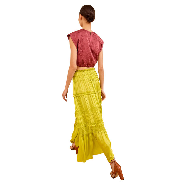 Virginie Tiered Silk Midi Skirt image number null