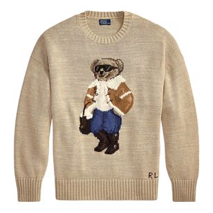 Long Sleeve Bear Cotton Crewneck Sweater