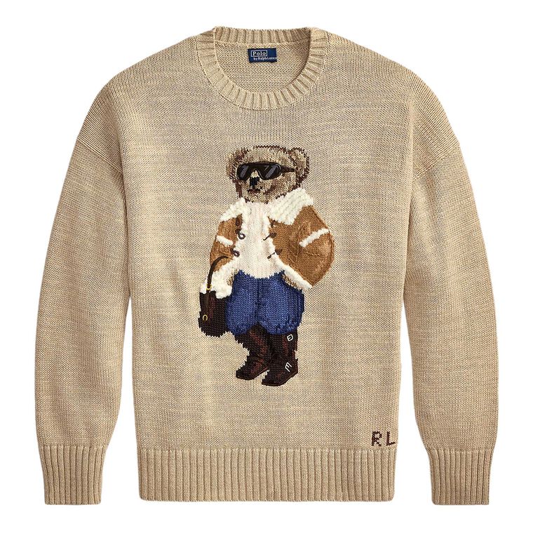 Long Sleeve Bear Cotton Crewneck Sweater image number null