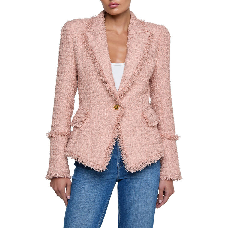 Kaisley Tweed Blazer With Frayed Trim image number null