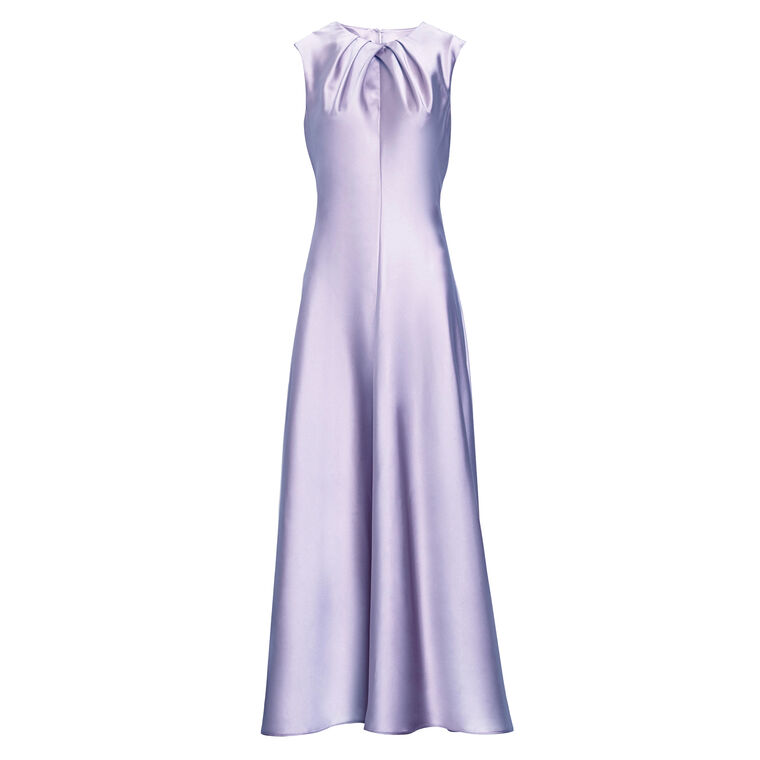 Emily Sleeveless Crewneck Satin Maxi Dress image number null
