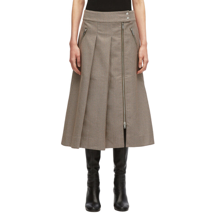 Houndtooth Tweed Midi Skirt image number null