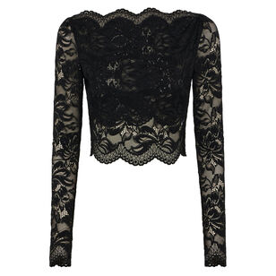 Long Sleeve Lace Crop Top