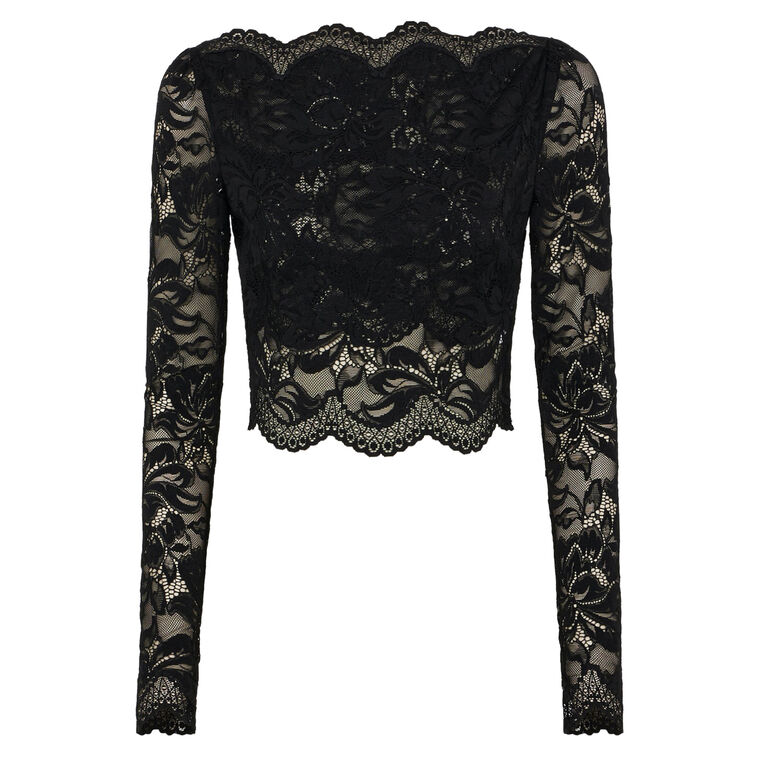 Long Sleeve Lace Crop Top image number null