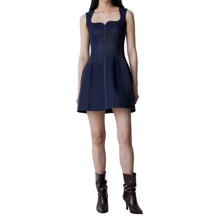 Sweetheart Neckline Sleeveless Denim Tulip Mini Dress image number null