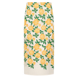 Marta Floral Embroidered Midi Skirt