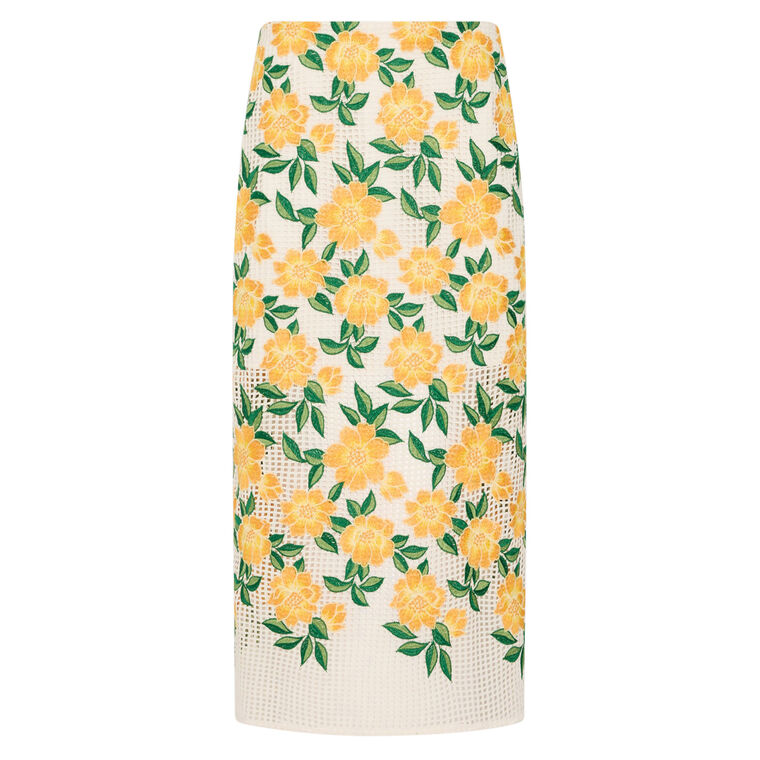 Marta Floral Embroidered Midi Skirt image number null