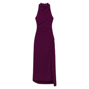 Inez Sleeveless Ruched Cowl Neck Midi Dress