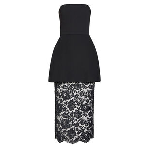 Jada Strapless Lace Contrast Midi Dress