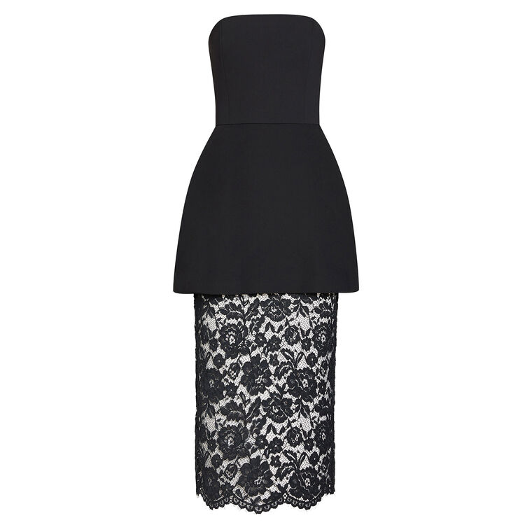 Jada Strapless Lace Contrast Midi Dress image number null