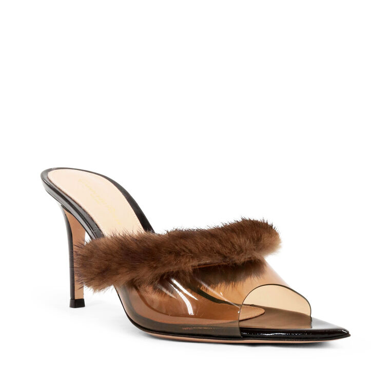 Transparent 85mm Mule With Fur image number null