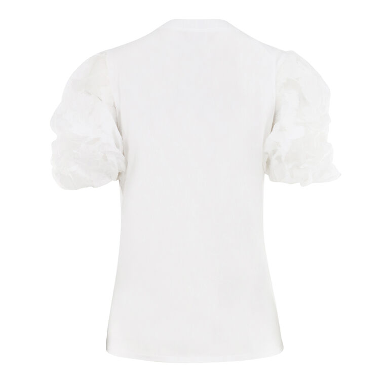 Yashi Floral Organza Puff-Sleeve Top image number null