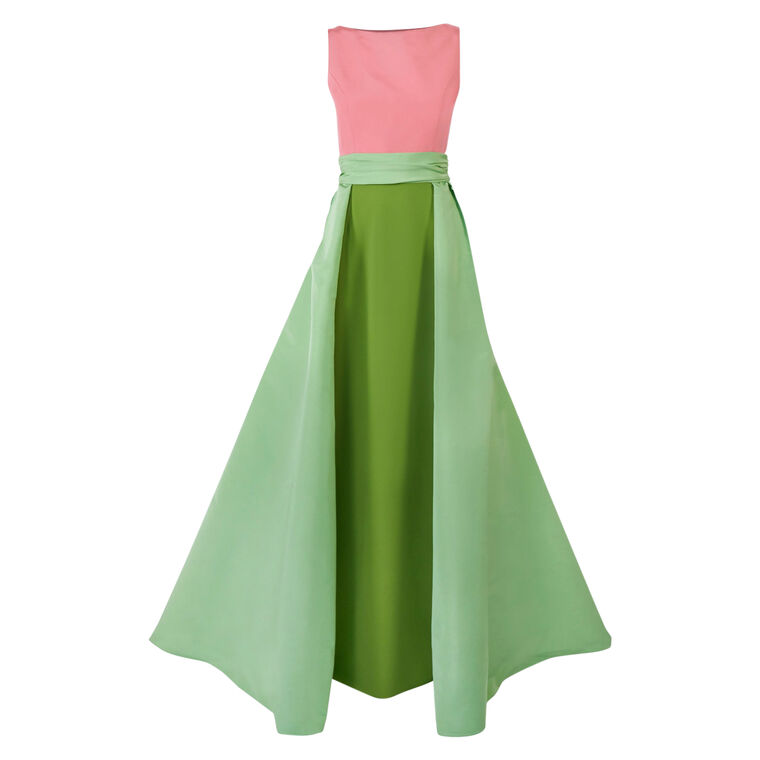 Sleeveless Boat Neck Gown With Detachable Skirt image number null