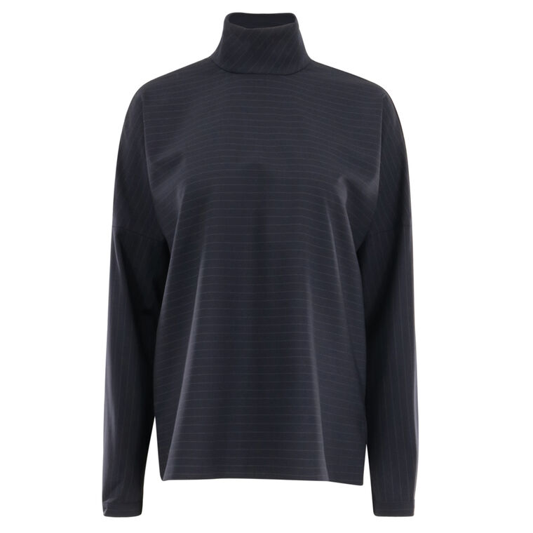Mier Pinstripe Funnel Neck Dolman Sleeve Top image number null