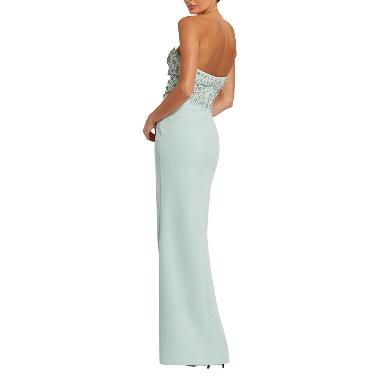 Strapless Front Slit Strapless Fitted Gown With Rhinestones image number null
